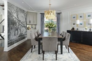 custom wall murals in luxury dining room