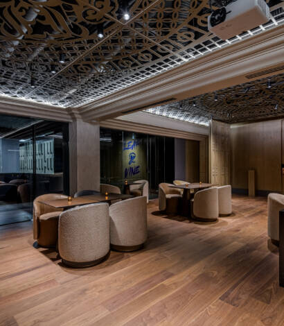 restaurant tables with low light